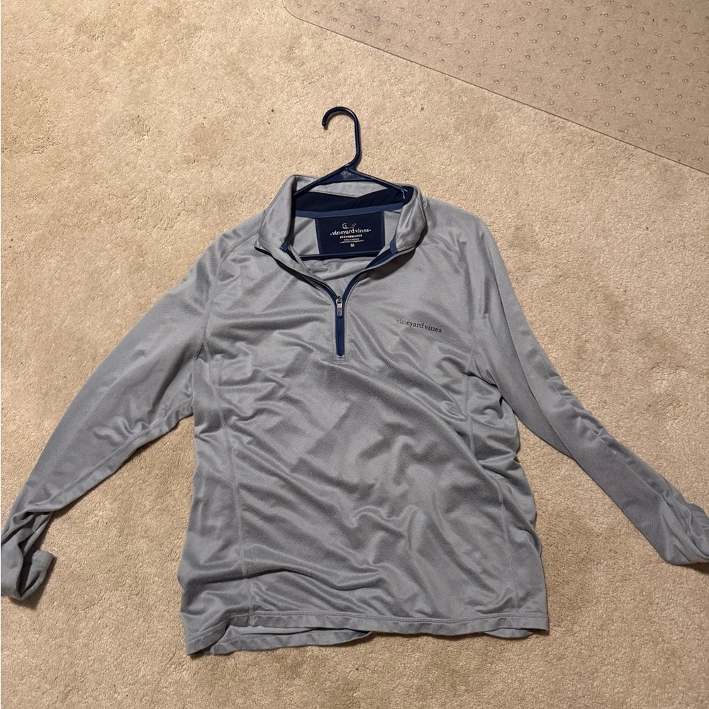 Vineyard Vines Light Gray Men's Quarter-Zip Shirt Jacket